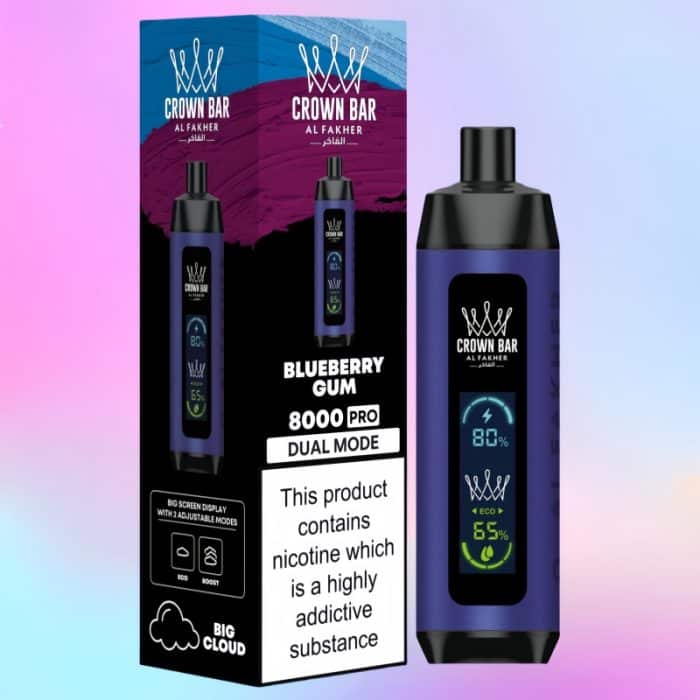 Al Fakher Crown Bar 8000 Blueberry Gum Flavor 1 - Al Fakher Vapes