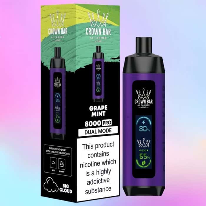 Al Fakher Crown Bar 8000 Grape Mint Flavor 1 - Al Fakher Vapes